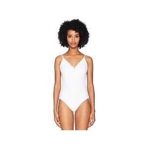 Onia Arianna Zippered Low Back One-Piece Swimsuit Women's sz S WHite  NEW